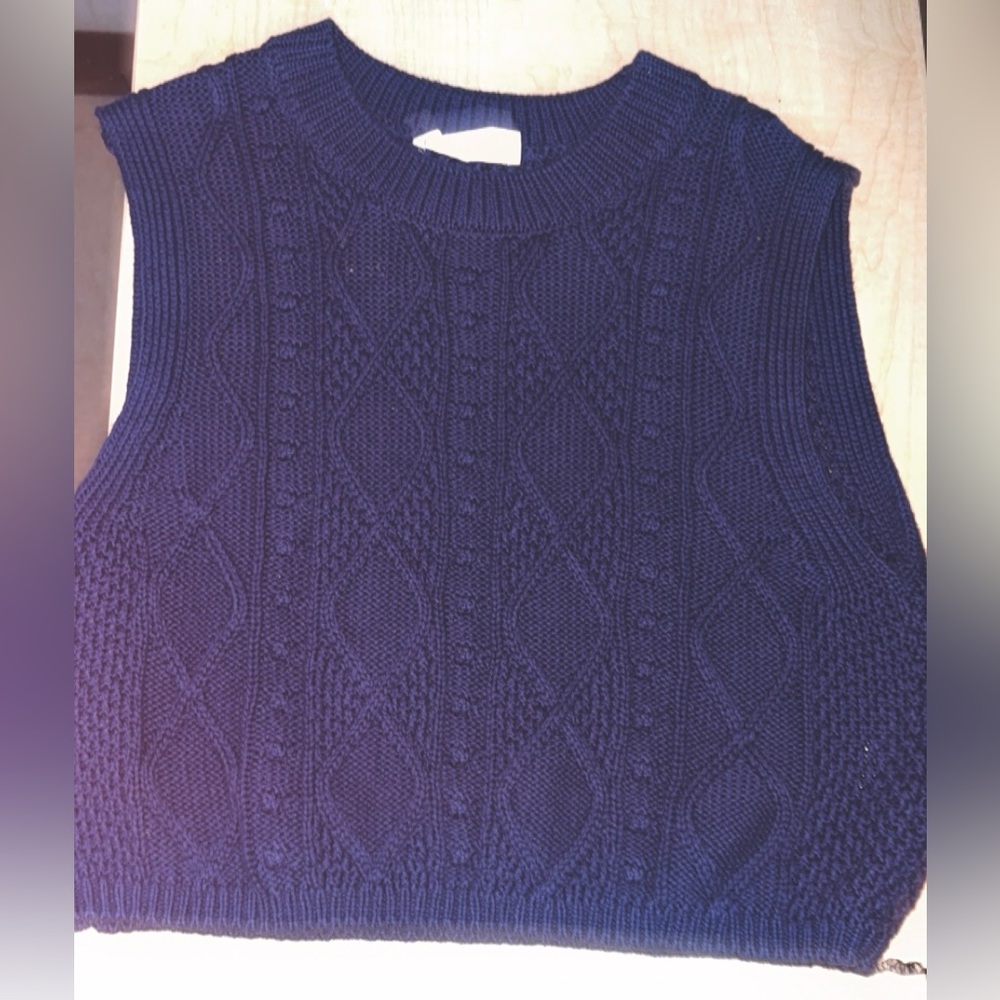 Navy Cable Knit Women's Vest